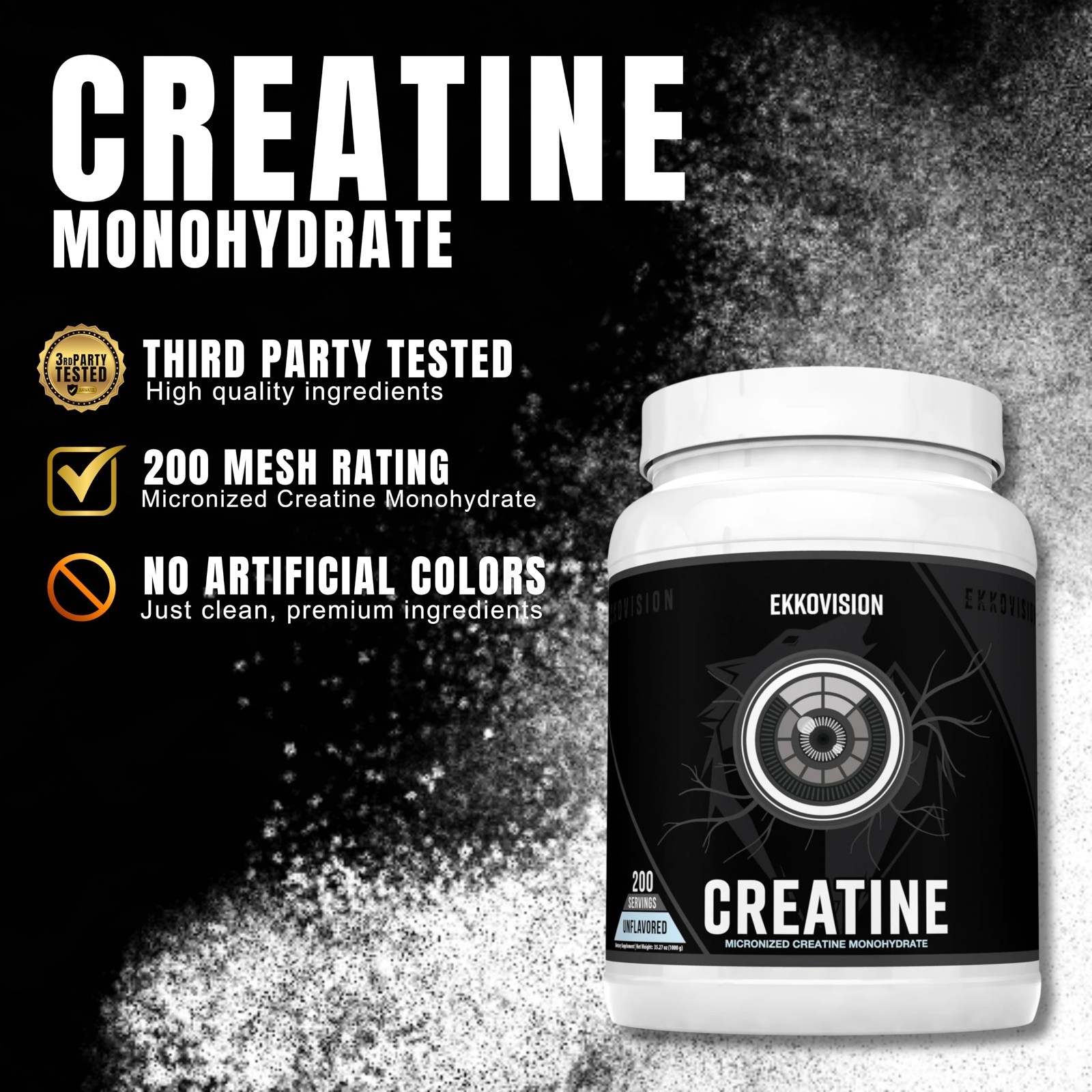 Micronized Creatine Monohydrate Powder, Unflavored, 200 Servings, Pre & Post Wor