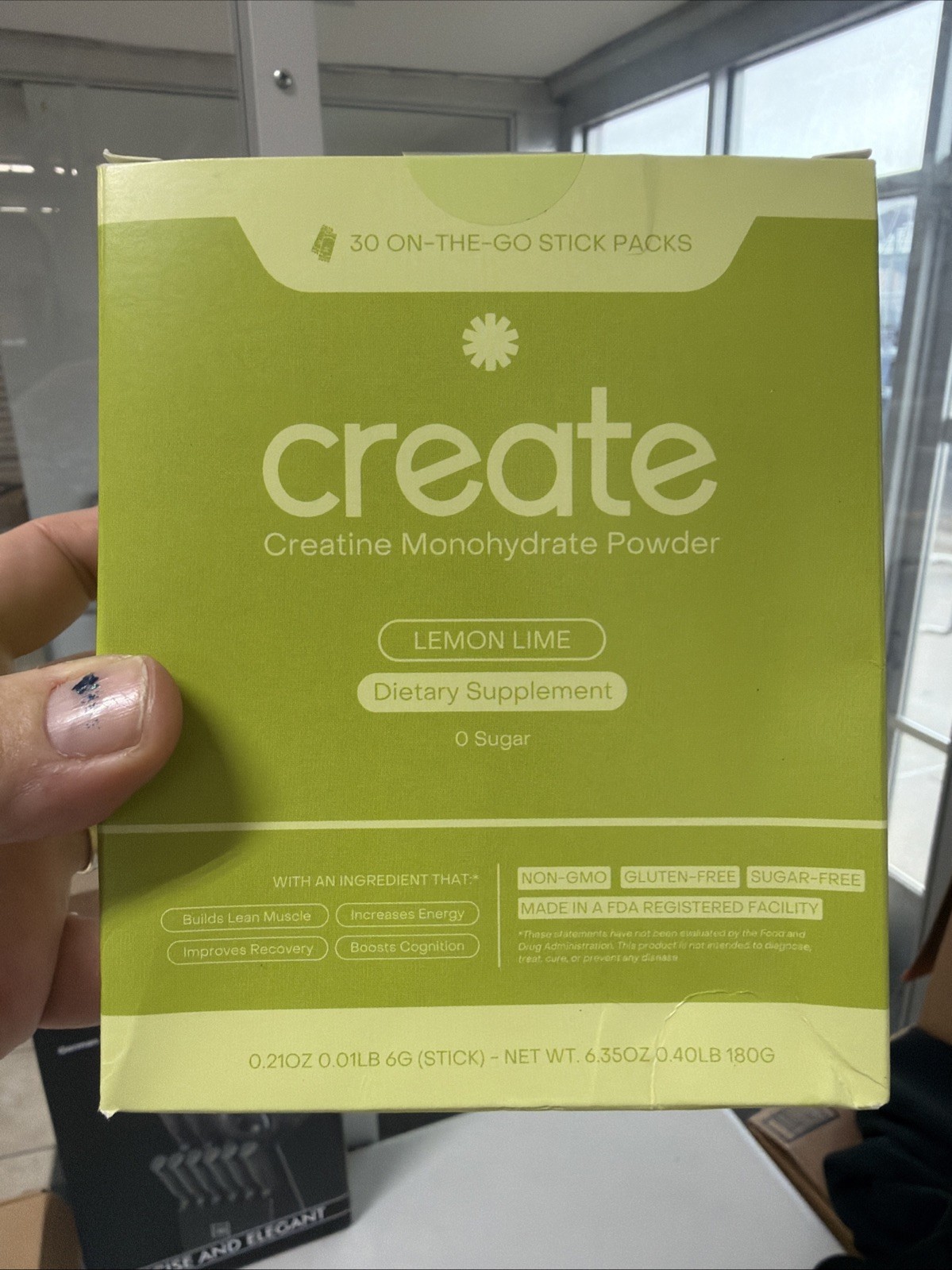 Create Creatine Monohydrate Powder Lemon Lime Dietary Supplement 30 sticks – New