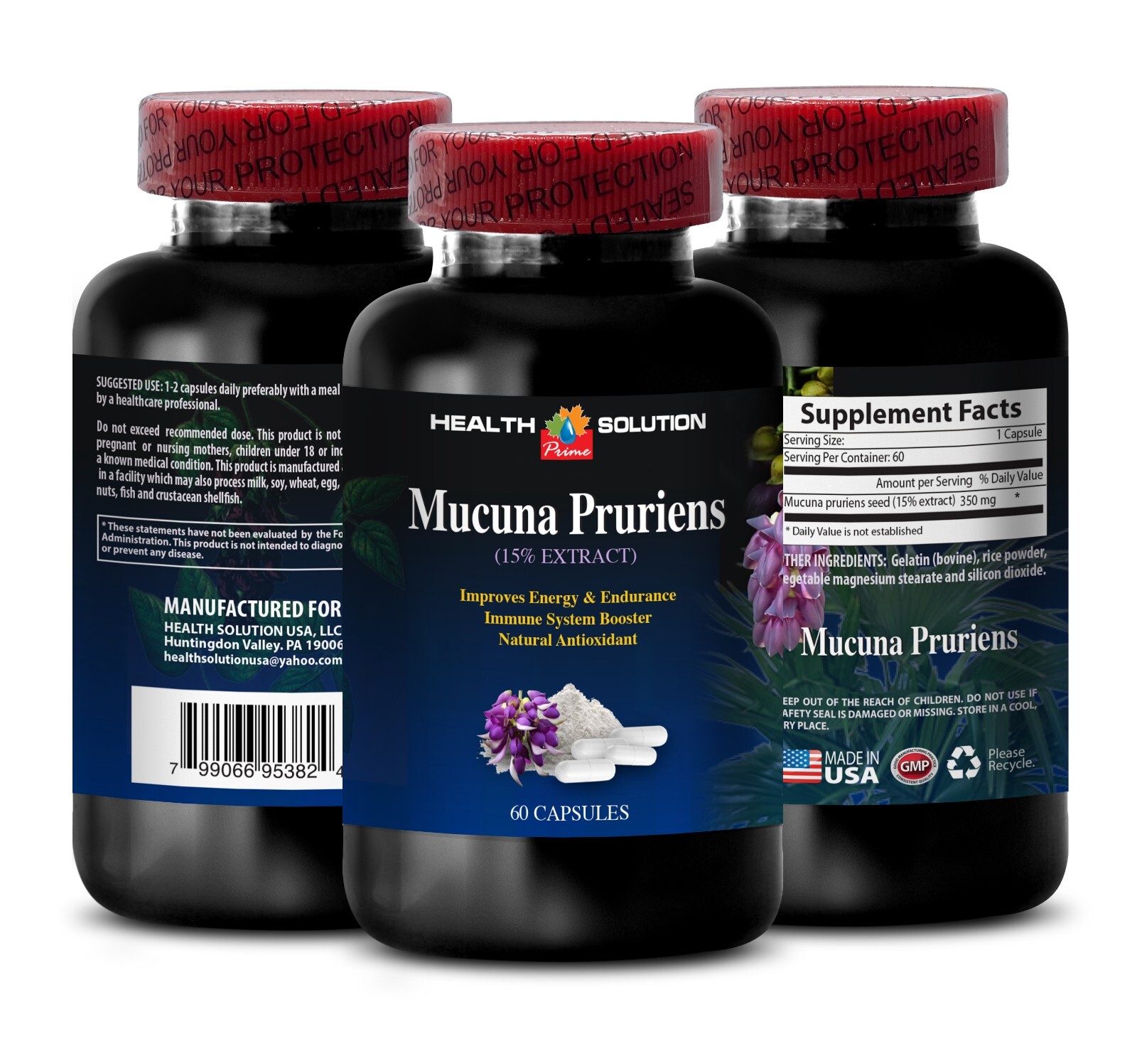 Natural Life MUCUNA PRURIENS VELVET BEANS EXTRACT – mood (1 Bottle, 60 Caps.)