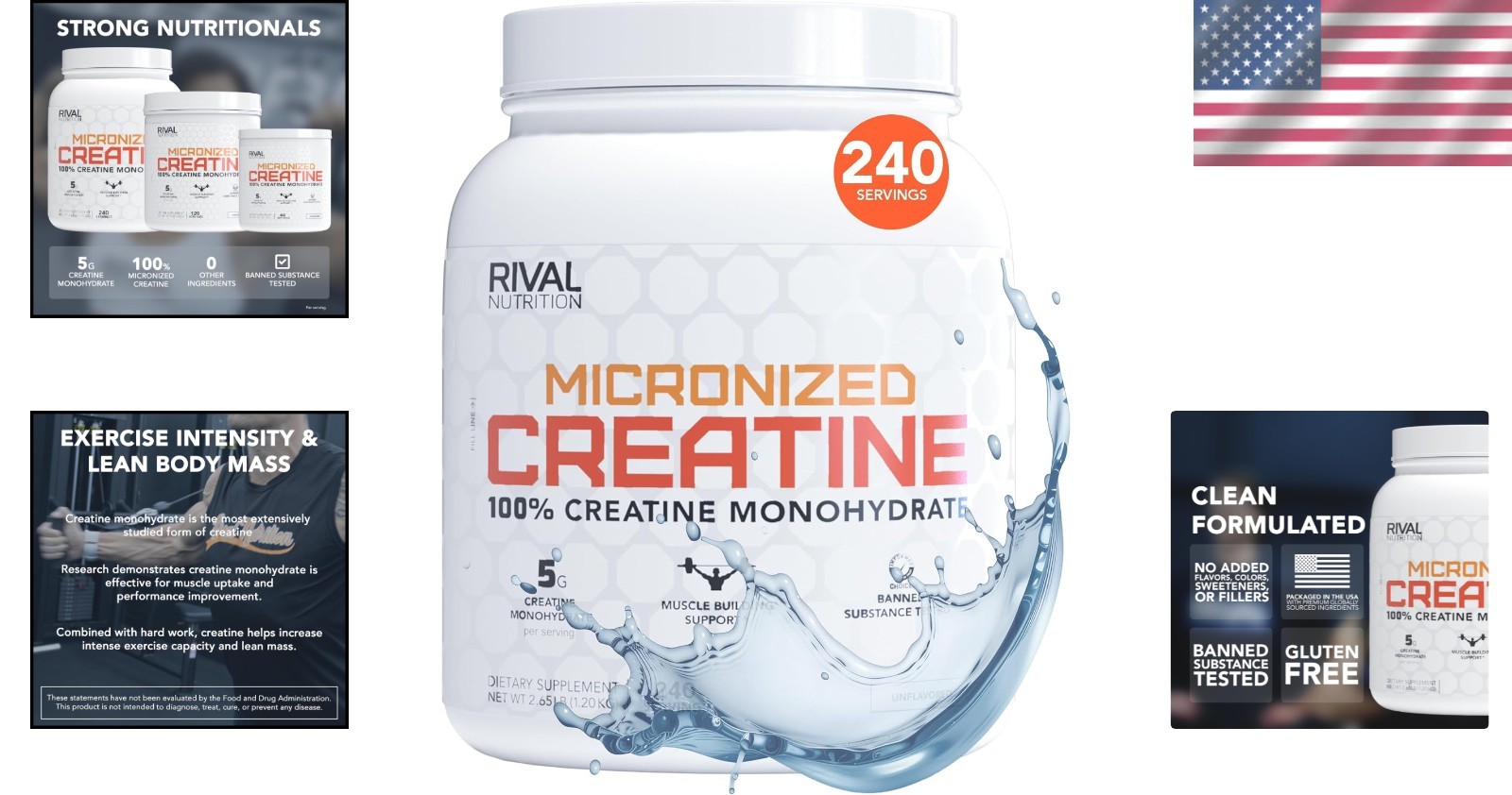 Unflavored Micronized Creatine Powder – 240 Servings for Athletic Performance