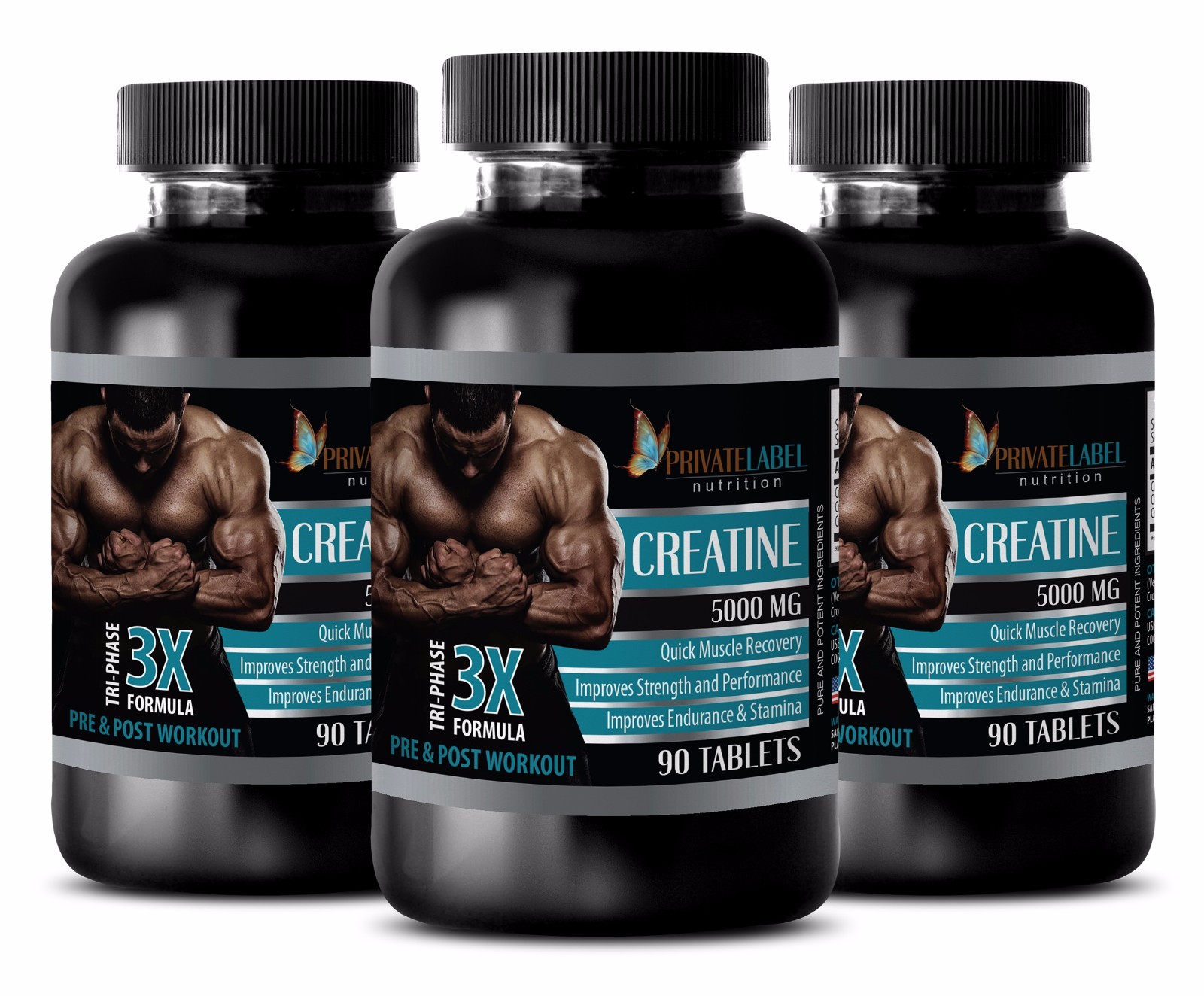 Creatine hcl Monohydrate Powder 3X 5000mg Serious Mass Gainer 3 Bot 270 Capsules