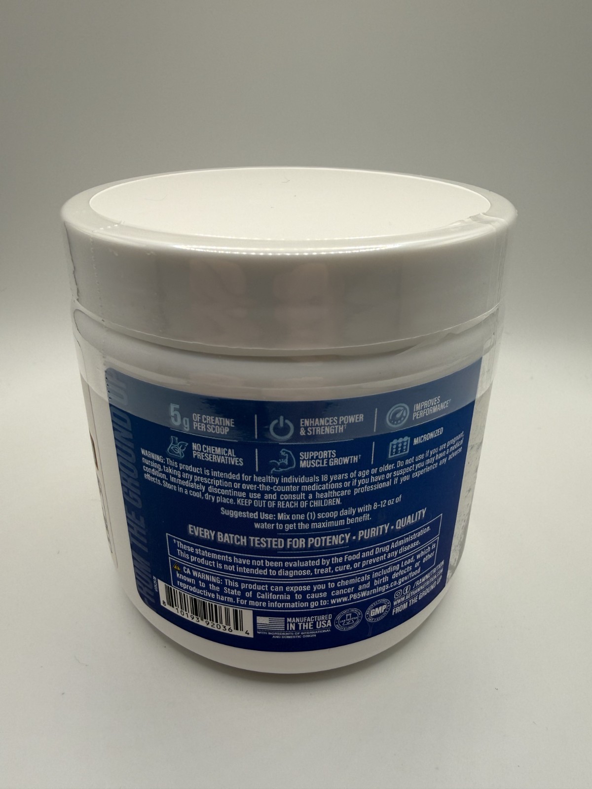 Raw Essentials CREATINE MONOHYDRATE Micronized Blue Raspberry 30 Servings – New