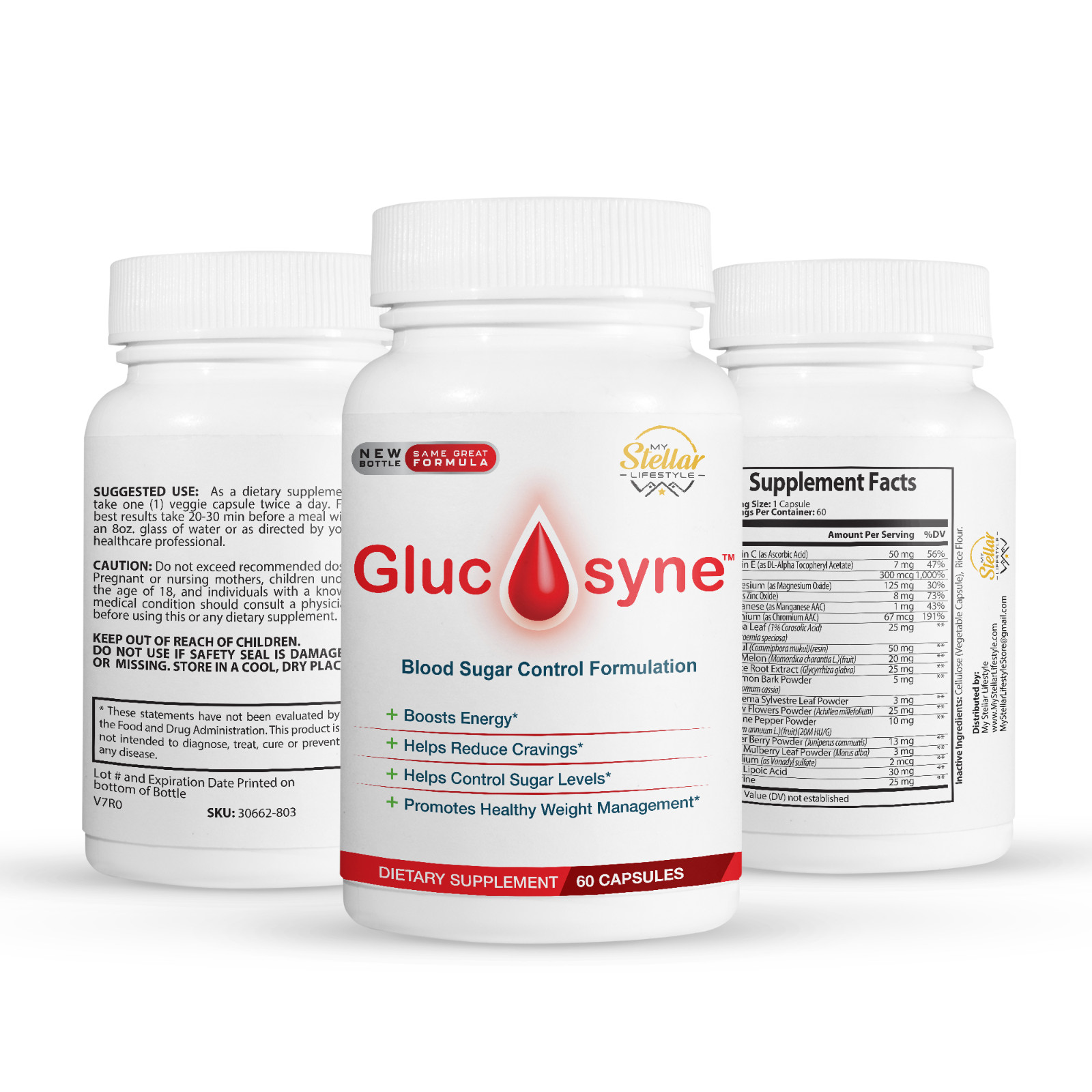 2 Pack Glucosyne, fórmula de control de azúcar en la sangre-60 Cápsulas x2