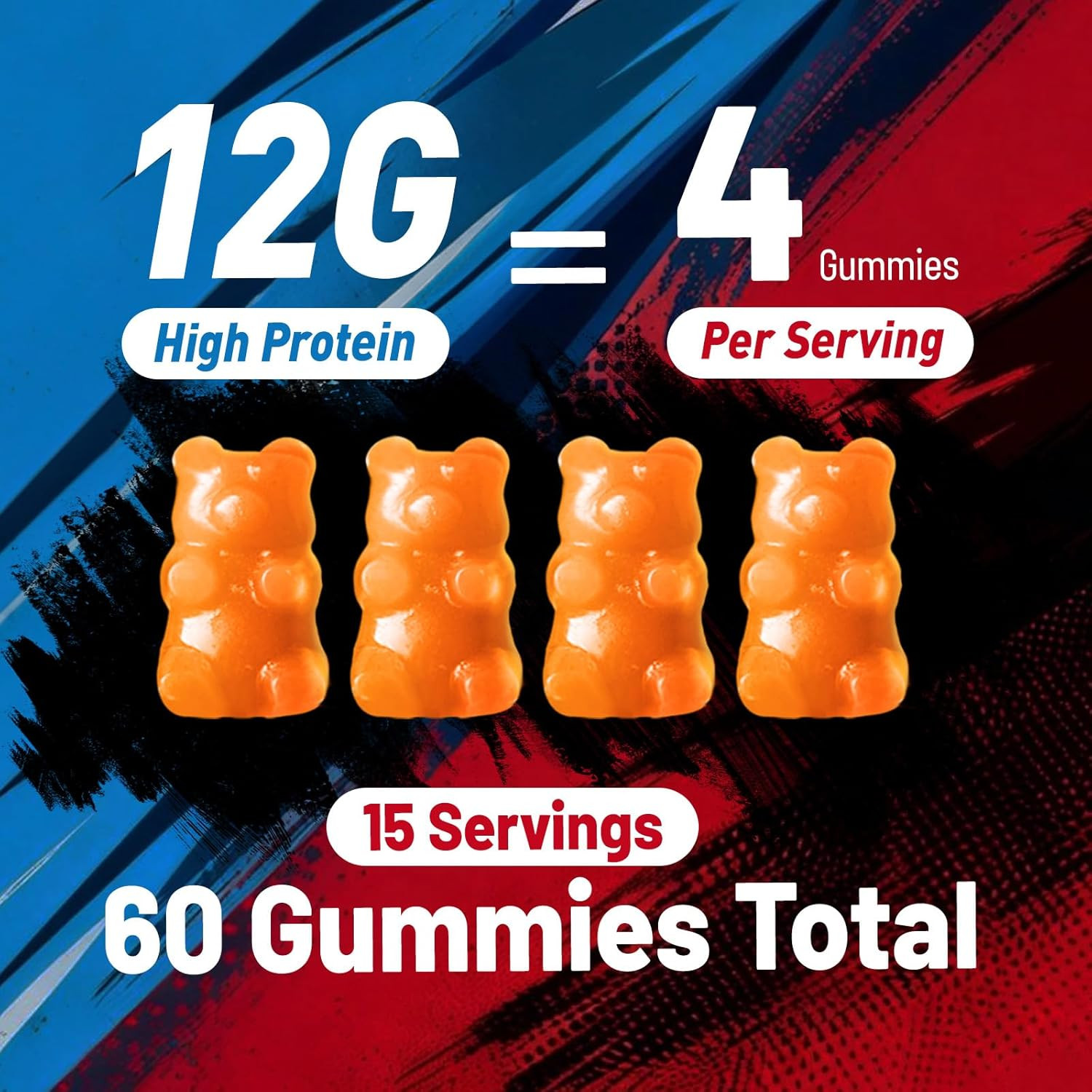 Whey Protein Gummies for Women Men, 12G High Protein Supplements with Collagen &