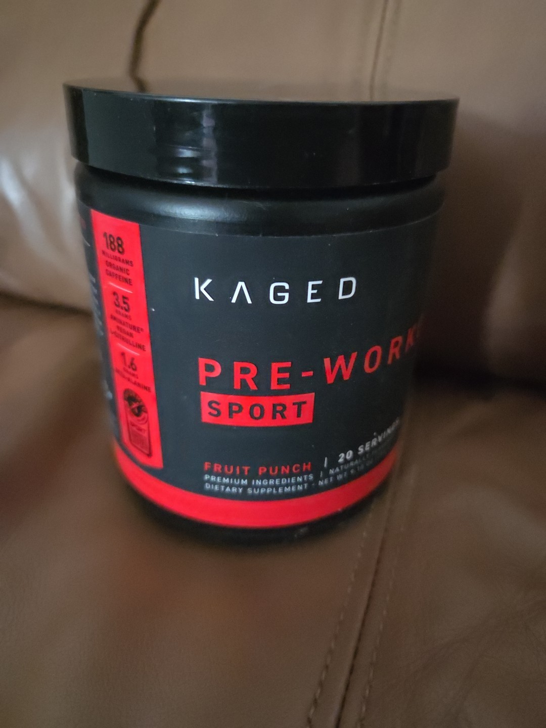 Kaged Sport Pre Workout Fruit Punch 20 Servings 2/5/27 188mg Caffeine Energy