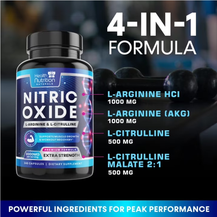 Nitric Oxide Booster w/ L-Arginine 3000mg Highest Potency Muscle Pump Supplement