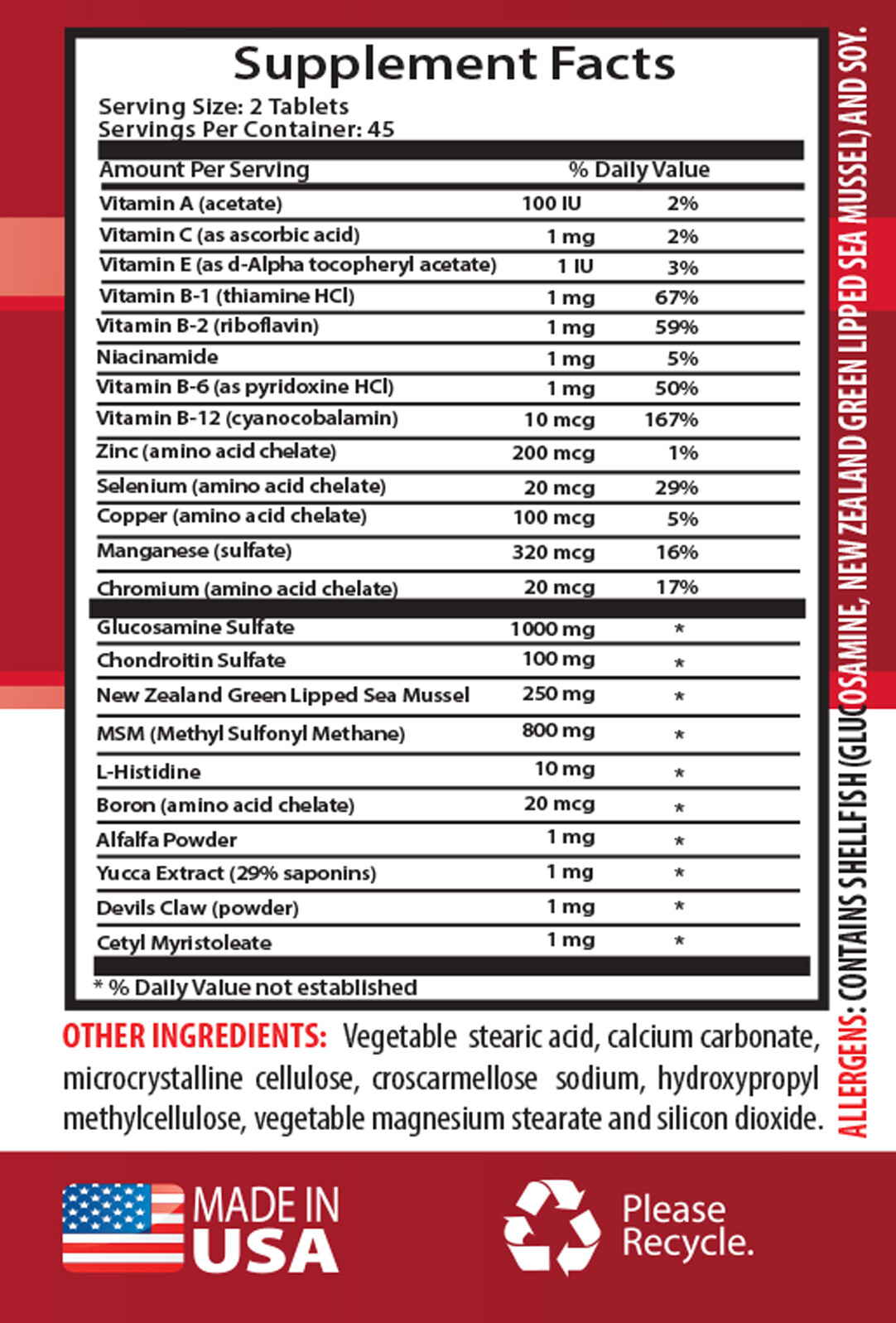 joint health – JOINT MATRIX COMPLEX – manganese b 12 2B