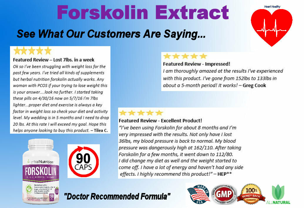 Best Forskolin Weight Loss Supplement 90 Caps 250mg At 20% of Coleus Forskohlii