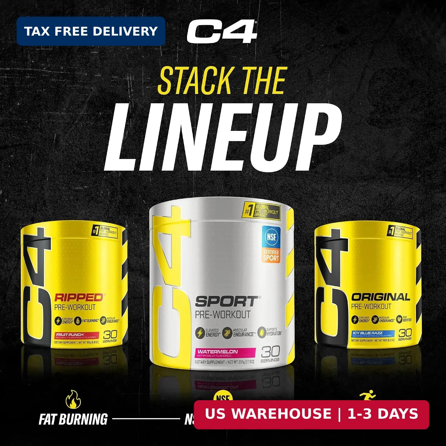 C4 Original Pre Workout Powder with 150mg Caffeine, 30 Servings