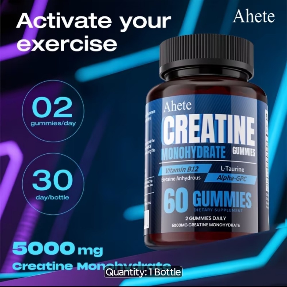 Creatine Monohydrate GUMMIES 🫐 Flavor 1 Sugar Free 1 Month Supply for Pump 💪