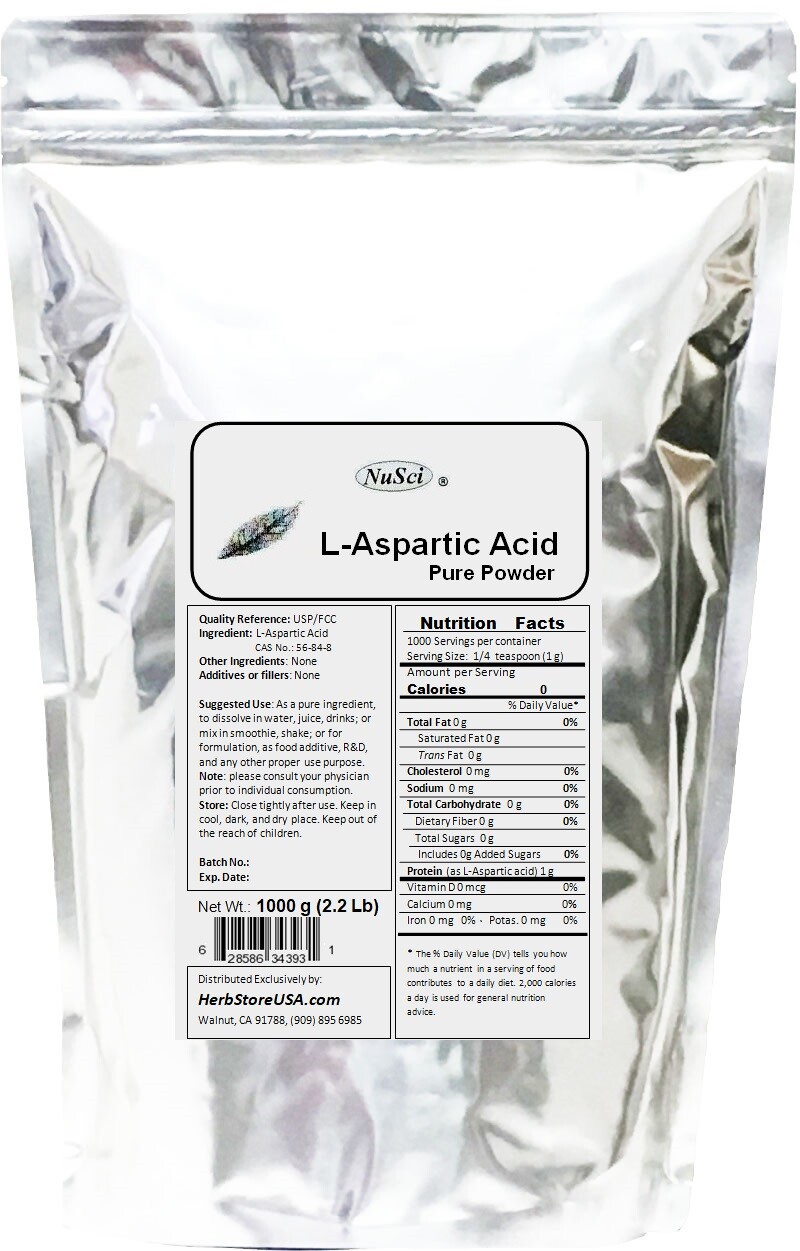 NuSci 250g (8.8oz) L-Aspartic Acid pure Powder Energy Neurotransmitter