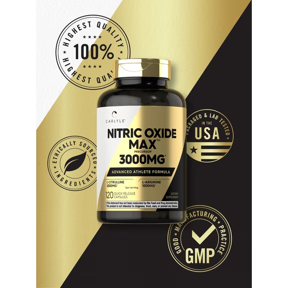 Nitric Oxide Booster L-Arginine, L-Citrulline 3000mg 120 Caps HIGHEST POTENCY