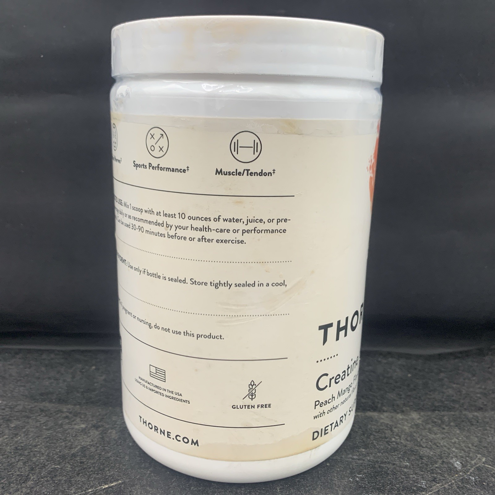 Thorne Creatine Powder Micronized -Peach Mango-60 Servings EXP 08/2027