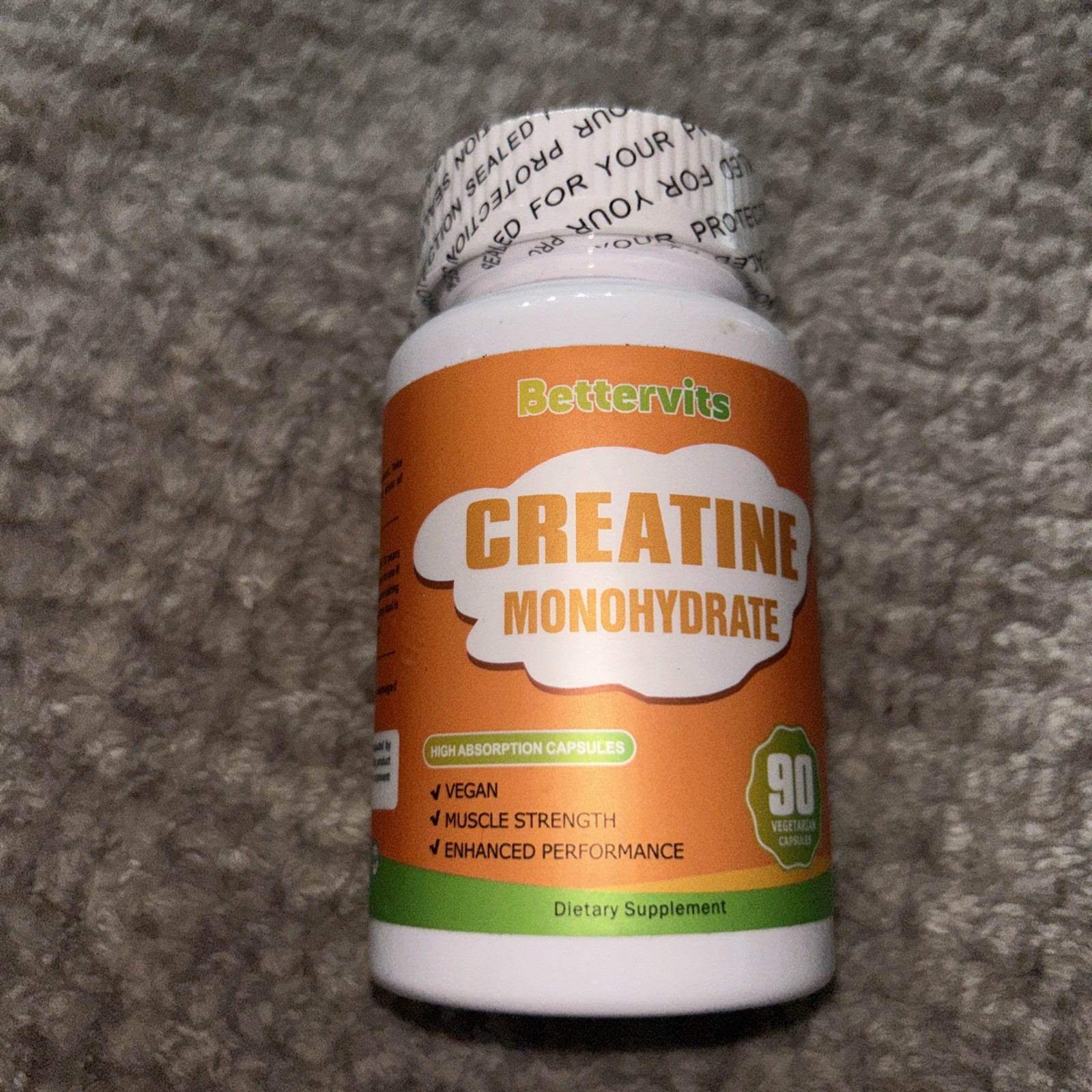 Creatine Monohydrate 90 Vegan Capsules, High Absorption, Muscle Growth
