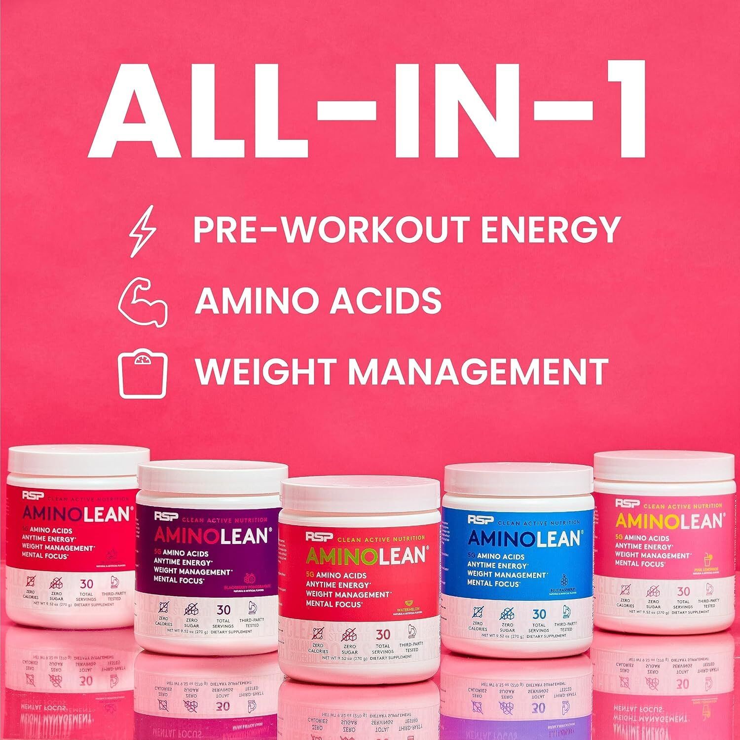 AminoLean Pre Workout Powder, Energy VEGAN Aminoacids, Weight Mgt, Mental Focus