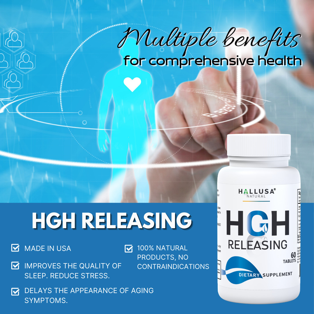 Hallusa Natural HGH-Booster L-arginine & Nitric Oxide Support, 60 Tablets