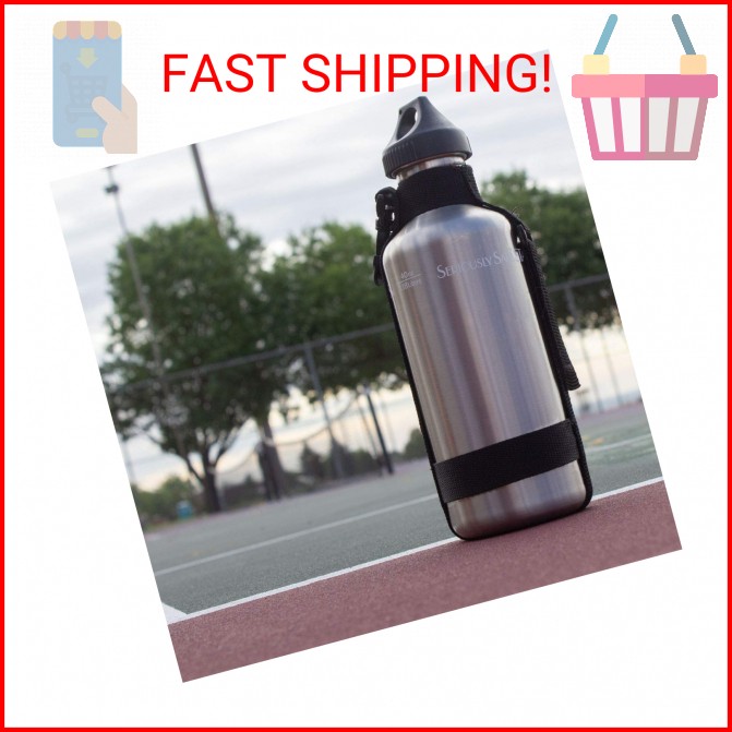 New Wave Enviro 40oz Stainless Steel Water Bottle with Durable Nylon Strap & Fli