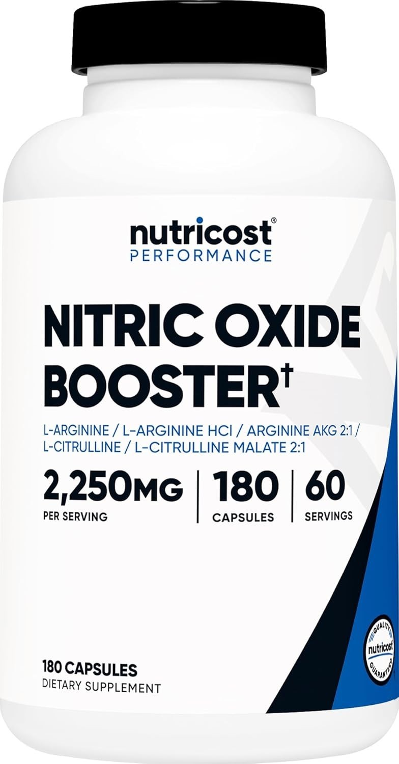 Nitric Oxide Booster 2250mg – 60 Servings of 180 Capsules for Active Lifestyles