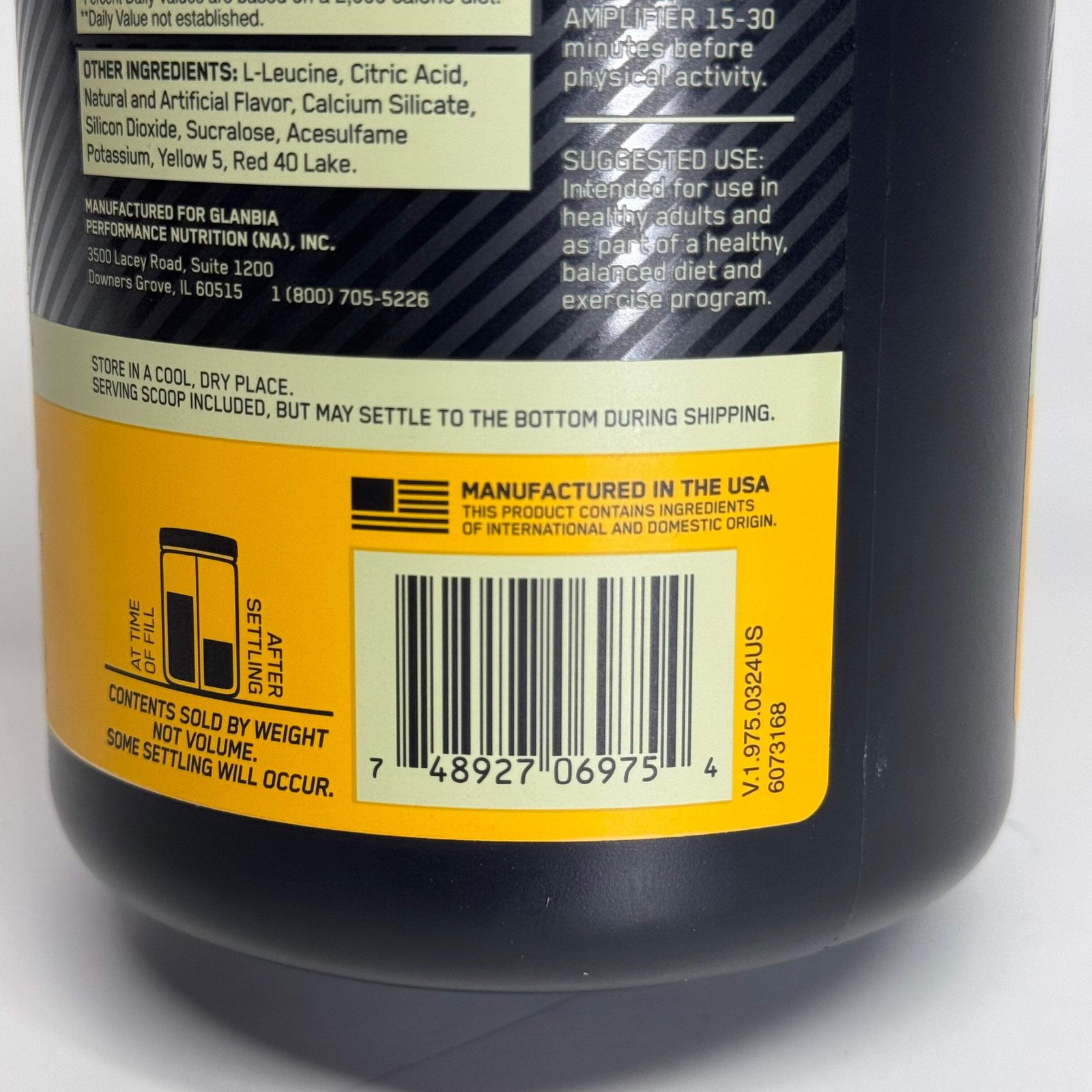 OPTIMUM NUTRITION Pre-Workout Amplifier, Citrus Mango 13.4oz 20 Servings BB 11/2