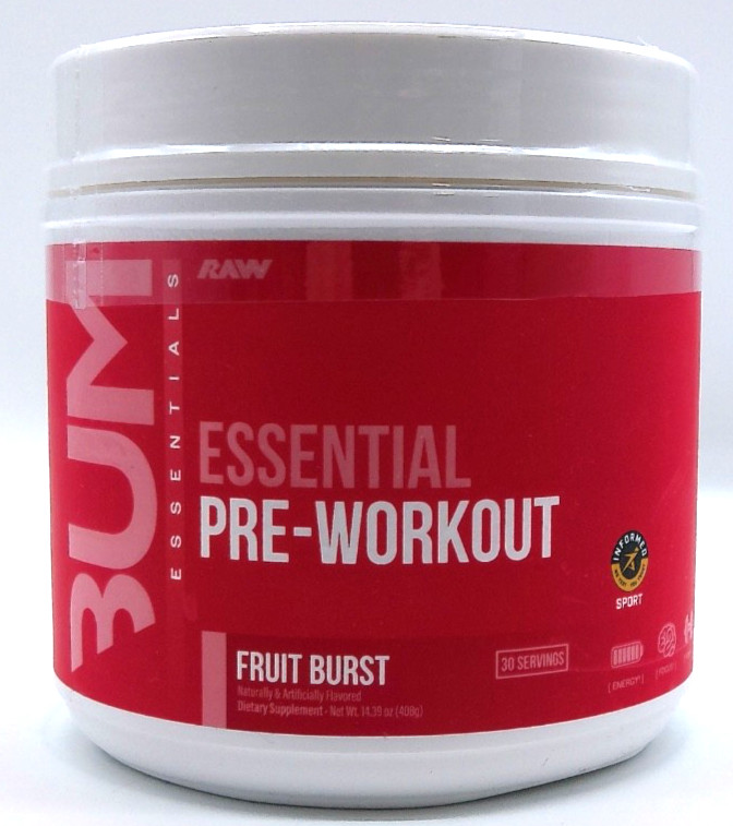 Bum Essentials Pre-Workout Fruit Burst, 30 Servings, Exp. 10/27