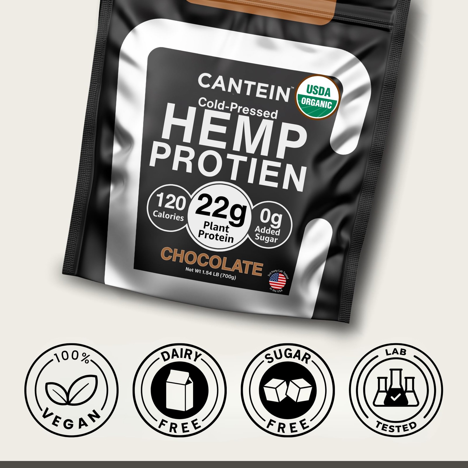 Cantein Organic Hemp Protein Powder – Plant-Based, Vegan, Easy Digestion