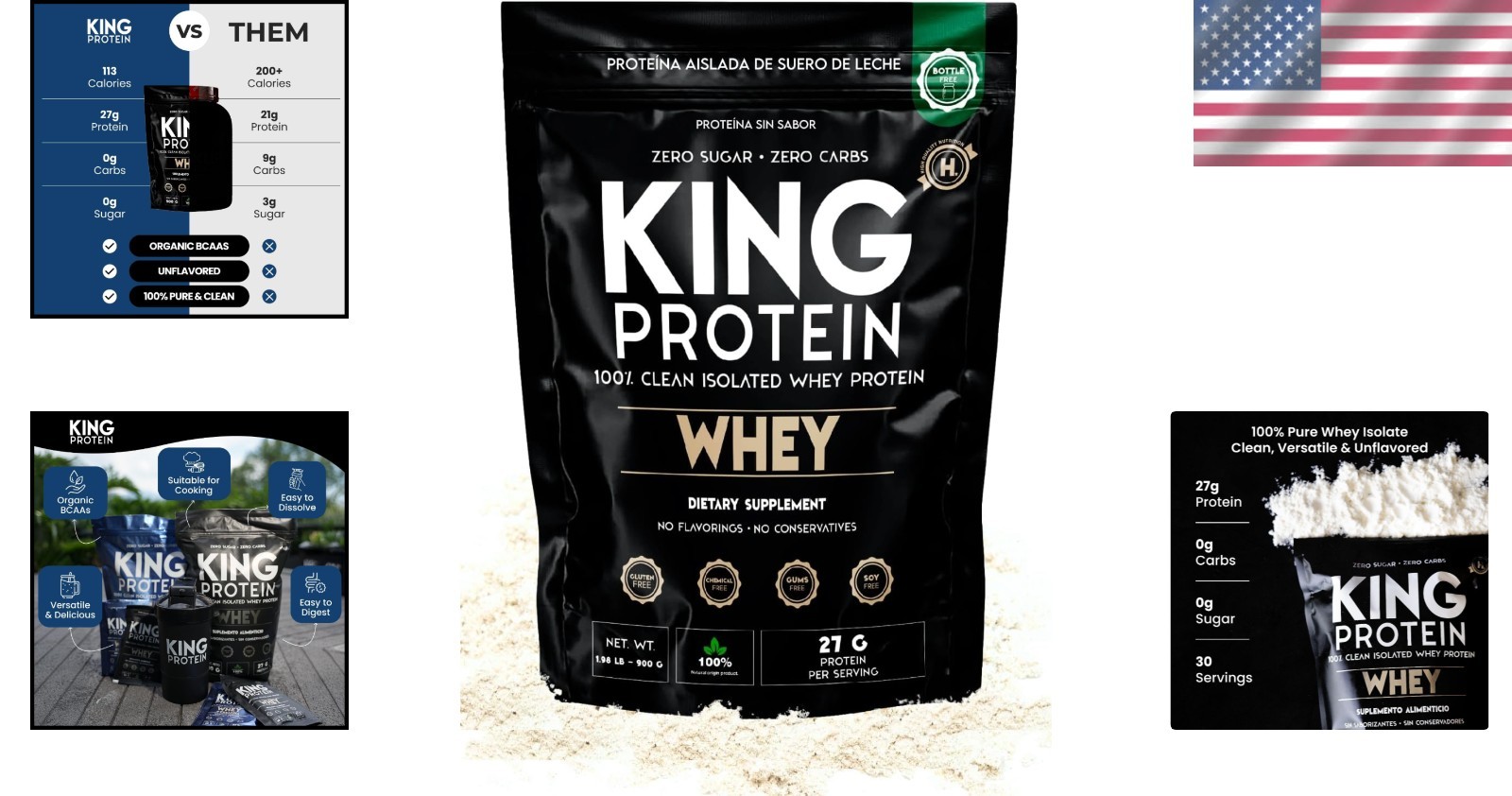 KING Protein Clean Whey Isolate Powder 1.98 Pound (Pack of 1)
