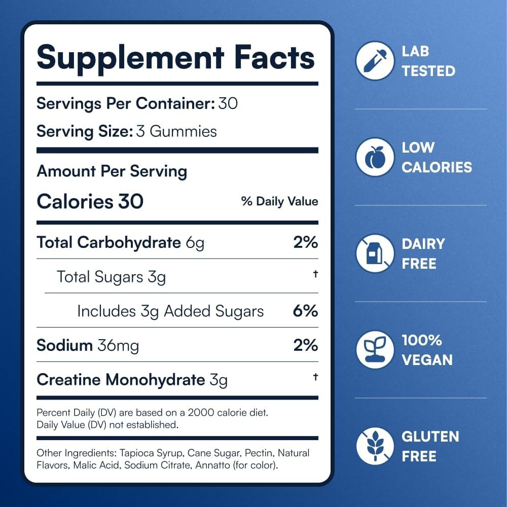 Omni Creatine Monohydrate Gummies Supports Muscle Growth (Peach) 30 Sevings