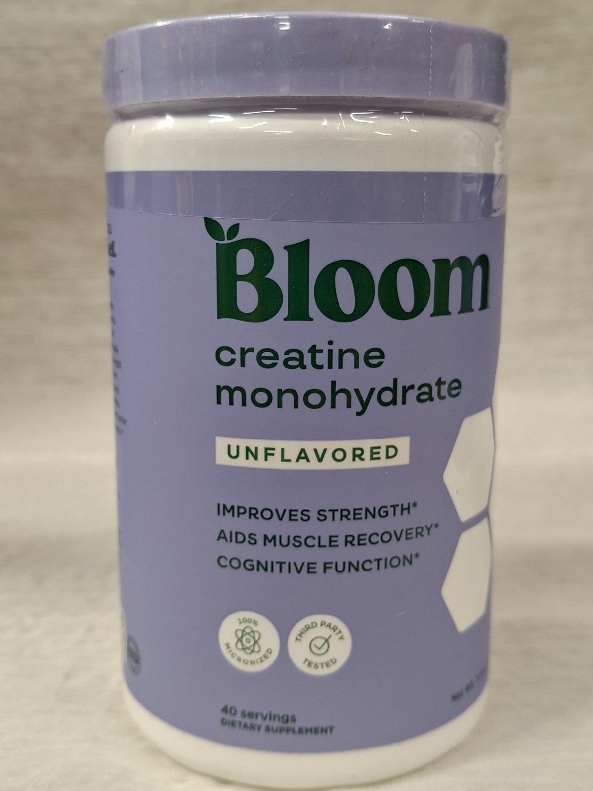 Bloom Nutrition Creatine Monohydrate Powder Unflavored 40 Servings 7.3 OZ NEW!!
