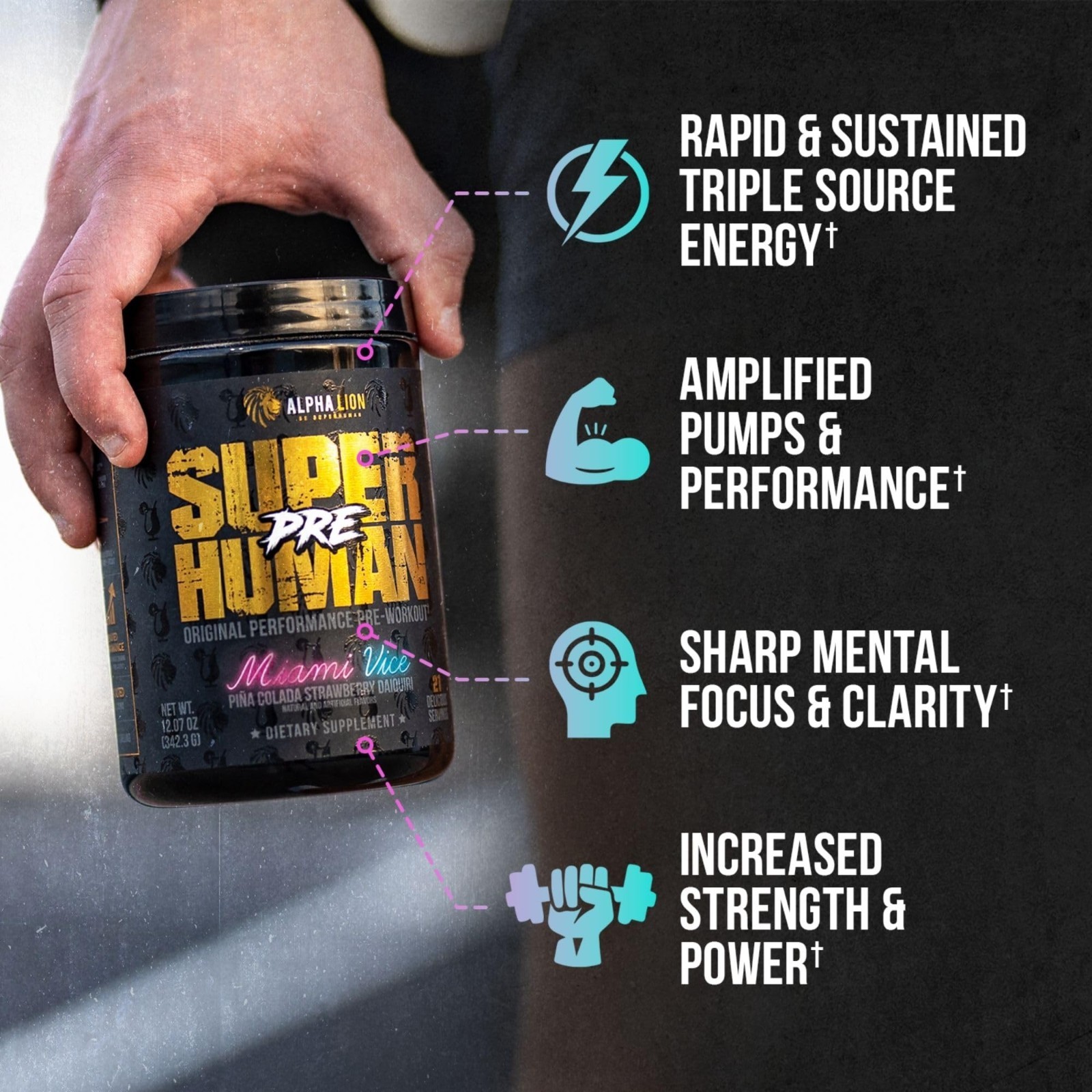 Superhuman Pre Workout Powder – Beta Alanine, L-Taurine, Caffeine, Pump Formula