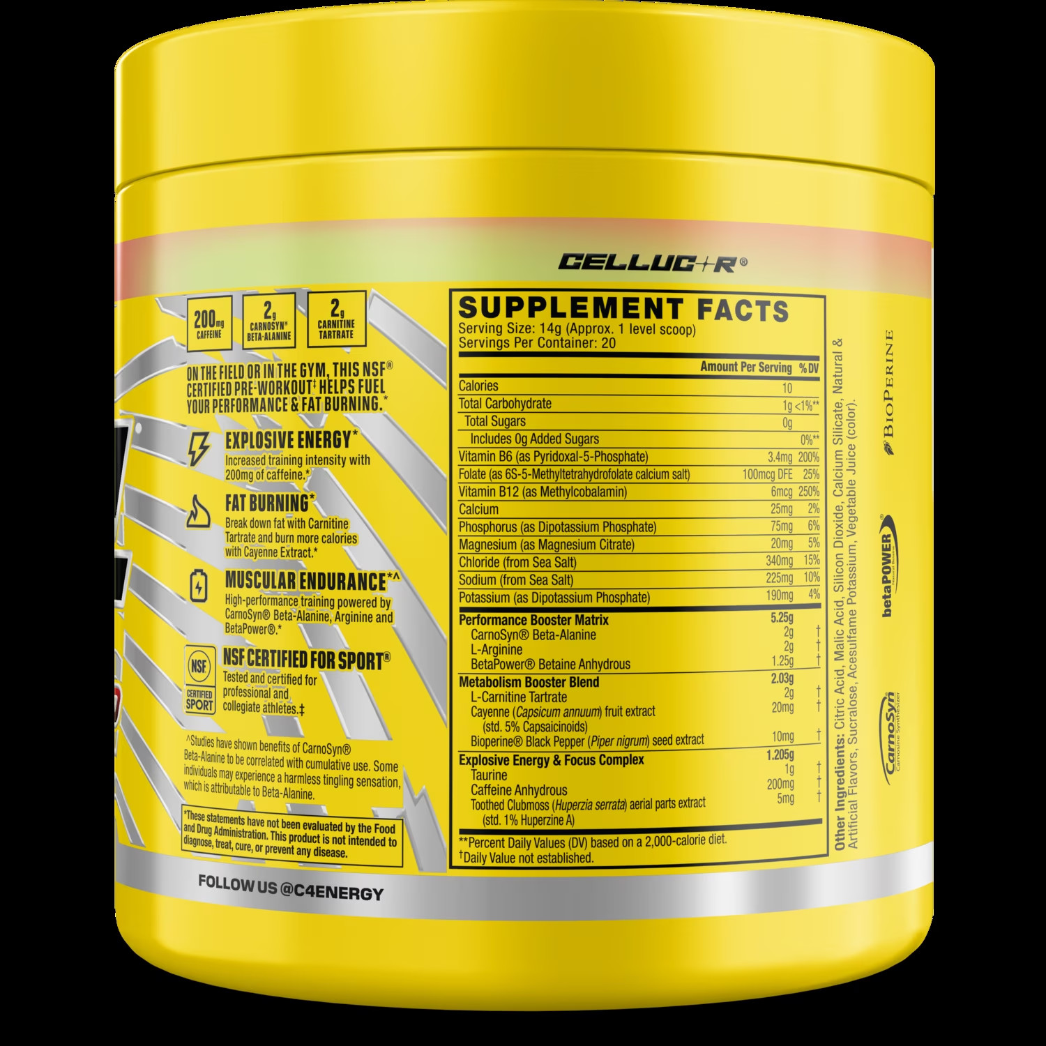 C4 Sport Ripped Pre-Workout Powder, Strawberry Watermelon, 20 Servings