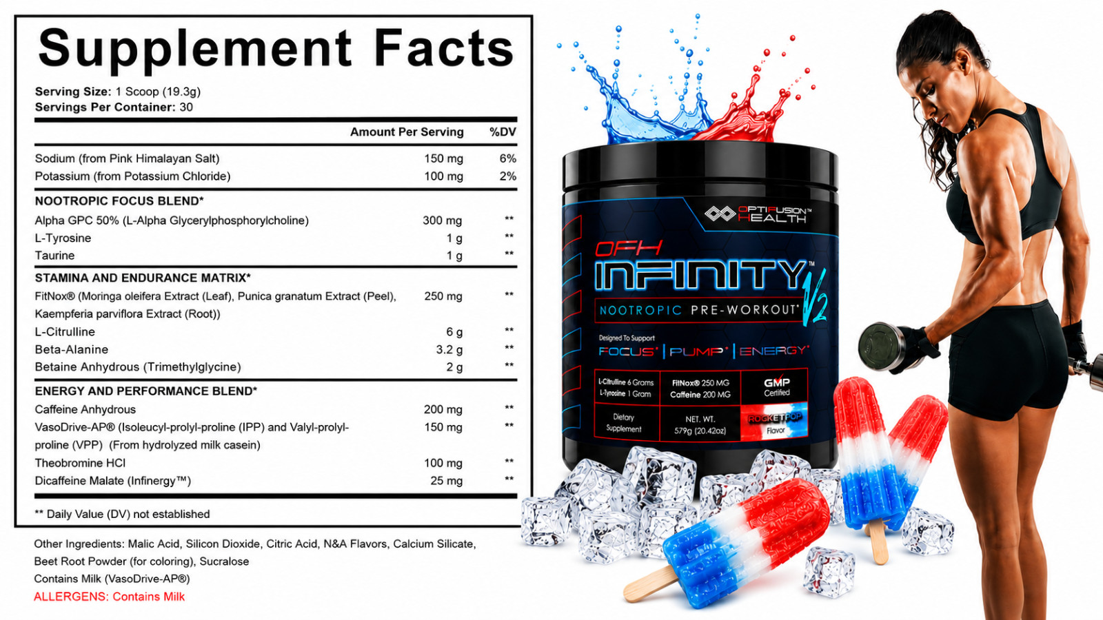 Pre Workout Rocket Pop 30 Servings FitNox – VasoDrive – Infinergy|Energy + Pump