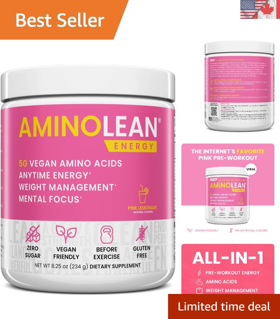 AminoLean Pre Workout – 30 Serv, Gluten-Free Amino Energy with Zero Sugar