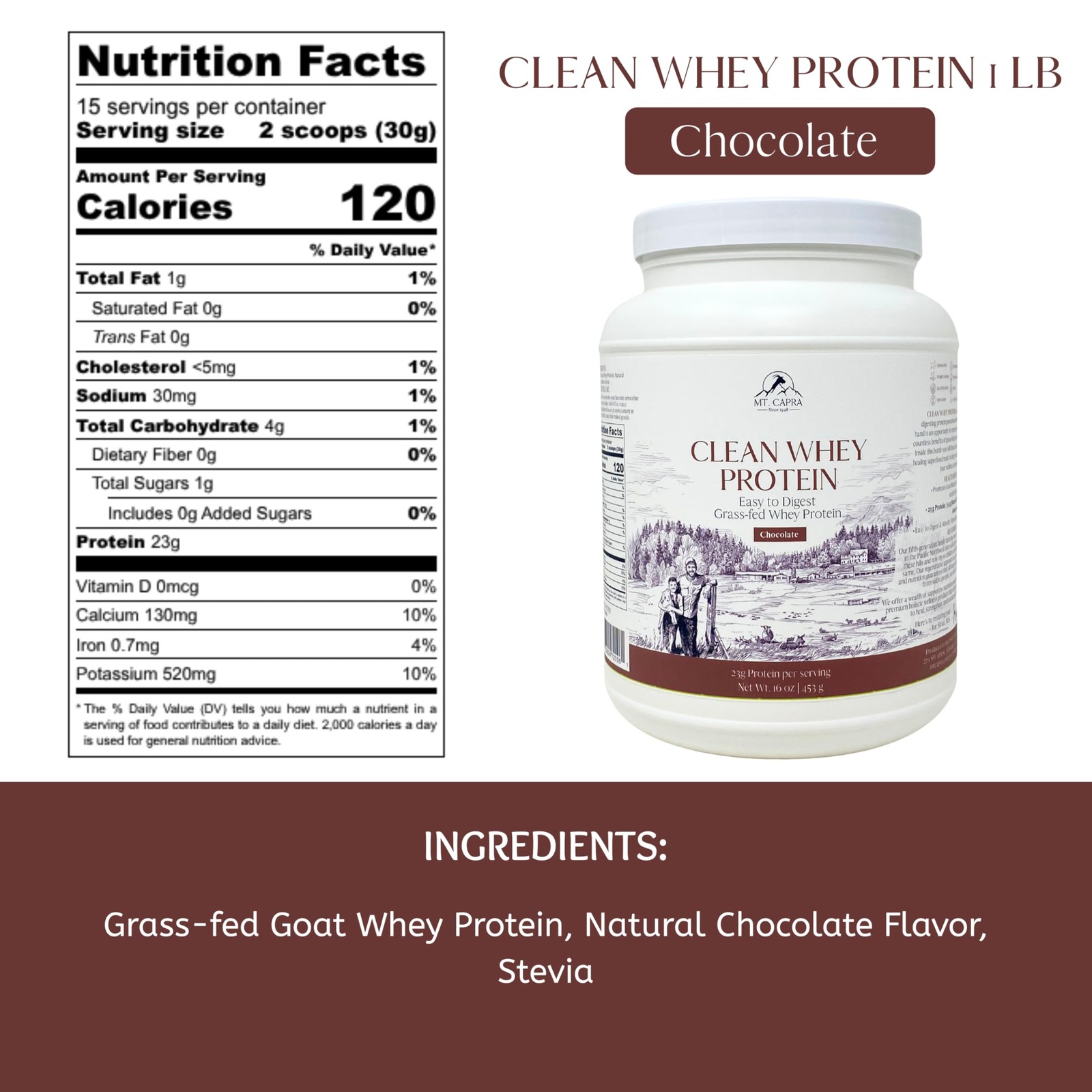 Mt. Capra Clean Whey Protein | Grass-Fed Undenatured Goat Whey Protein Powder…