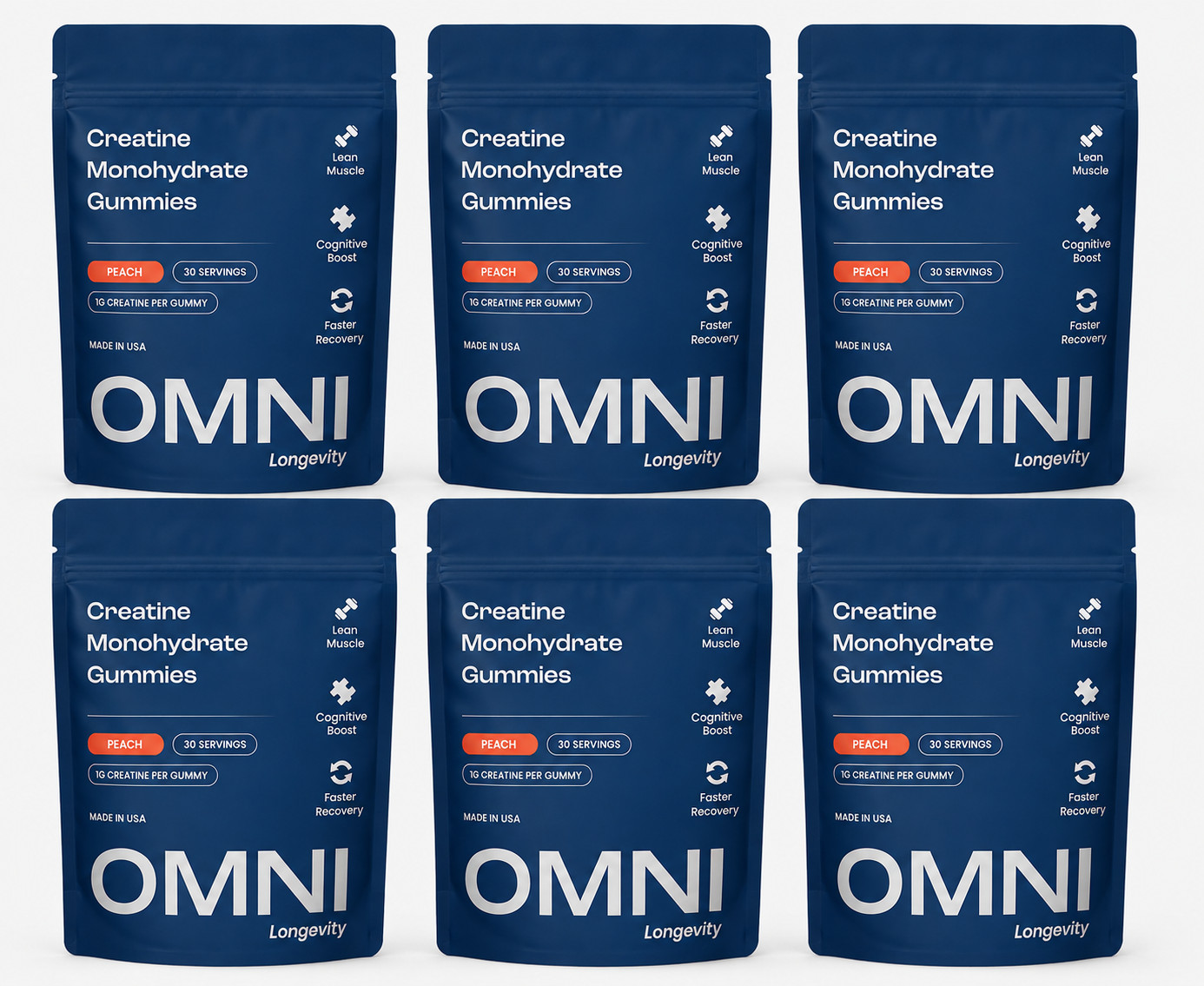 Omni Creatine Monohydrate Gummies Supports Muscle Growth (6 PACK ) Peach Flavor