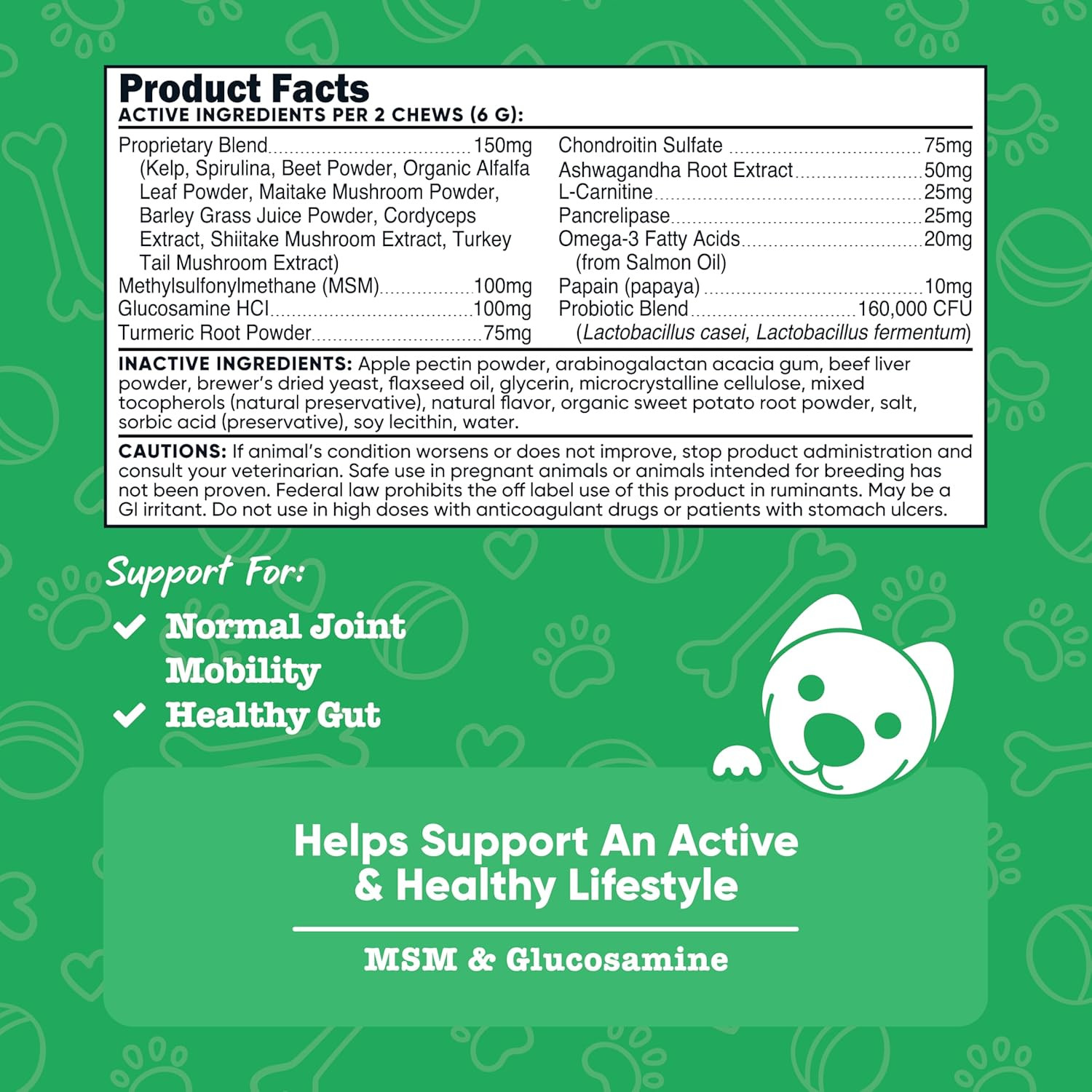 Nutricost Pets Multi-Functional Active & Healthy Soft Chews for Dogs (Beef) 60ct