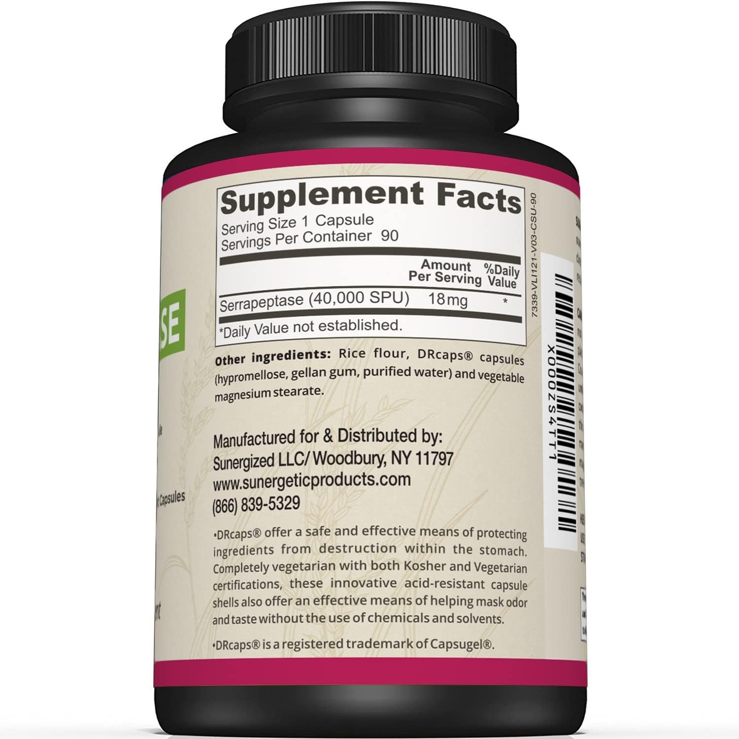 Acid-Resistant Sinus Health Serrapeptase Enzyme Supplement (90 caps)