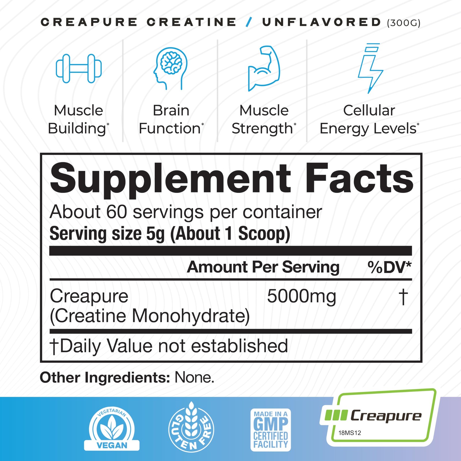 Muscle Feast Creapure Creatine Monohydrate Powder, Vegan Keto Friendly