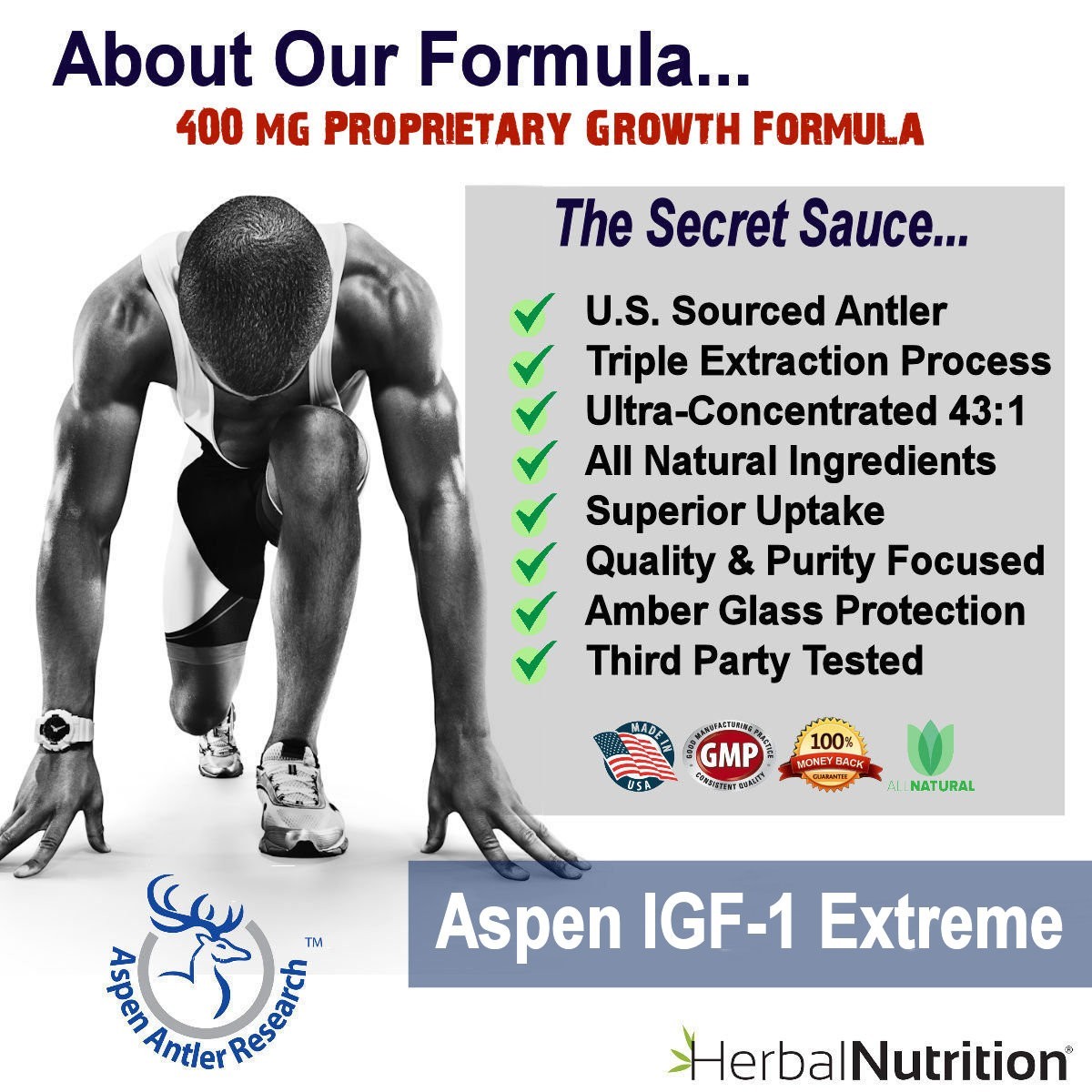 Deer Antler Velvet Spray EXTREME IGF-1 | 400mg At 43X | One Bottle