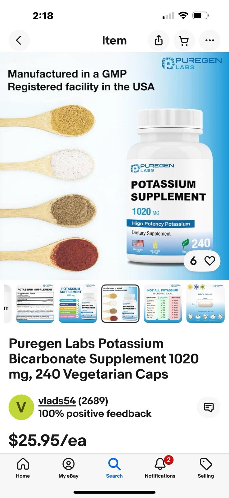 Puregen Labs Potassium Bicarbonate Supplement 1020 mg, 240 Vegetarian Caps