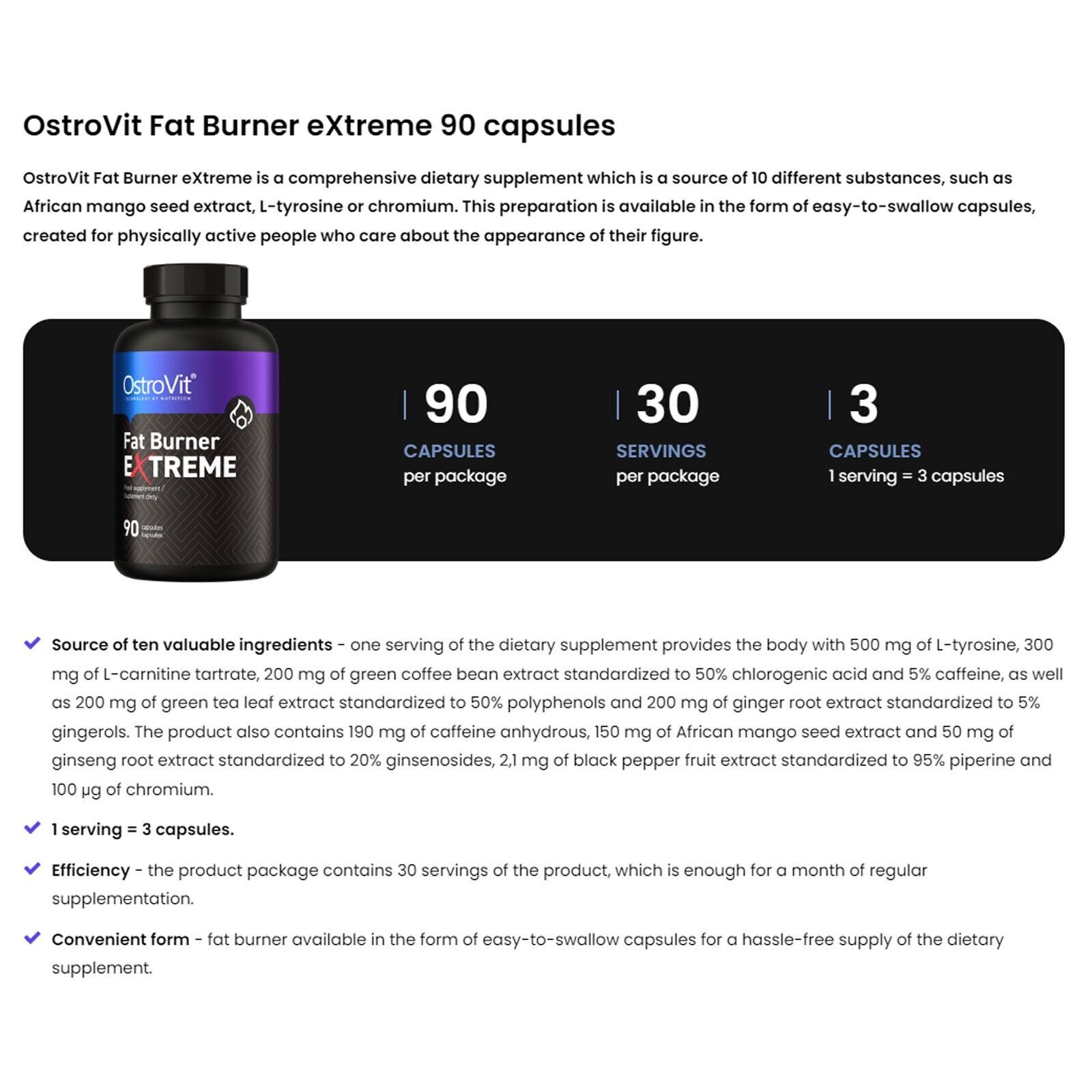 FAT BURNER EXTREME 90 CAPS – Strong thermogenic, fat burner, slimming pills