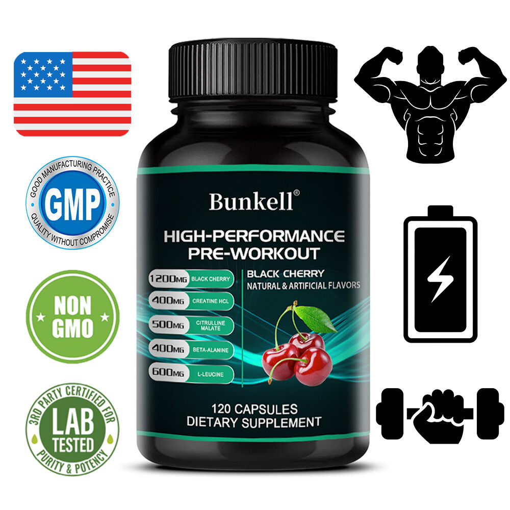 Creatine Monohydrate with Black cherry-Muscle Growth-Strength,30/60/120Capsules