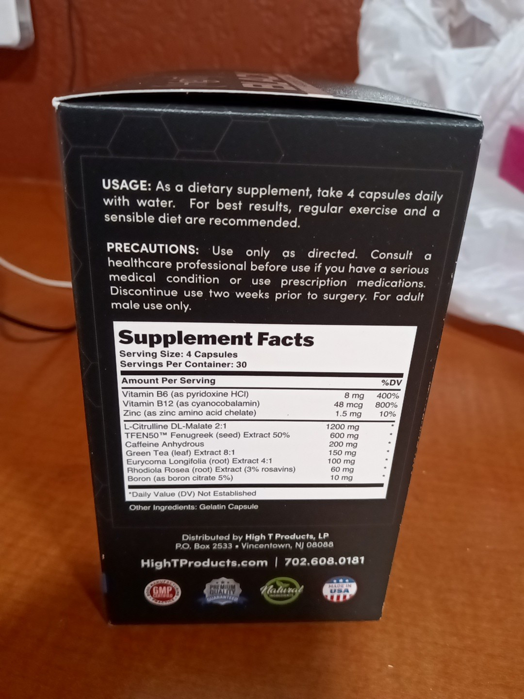 High-T Black Testosterone Booster Supplement 120 Capsules