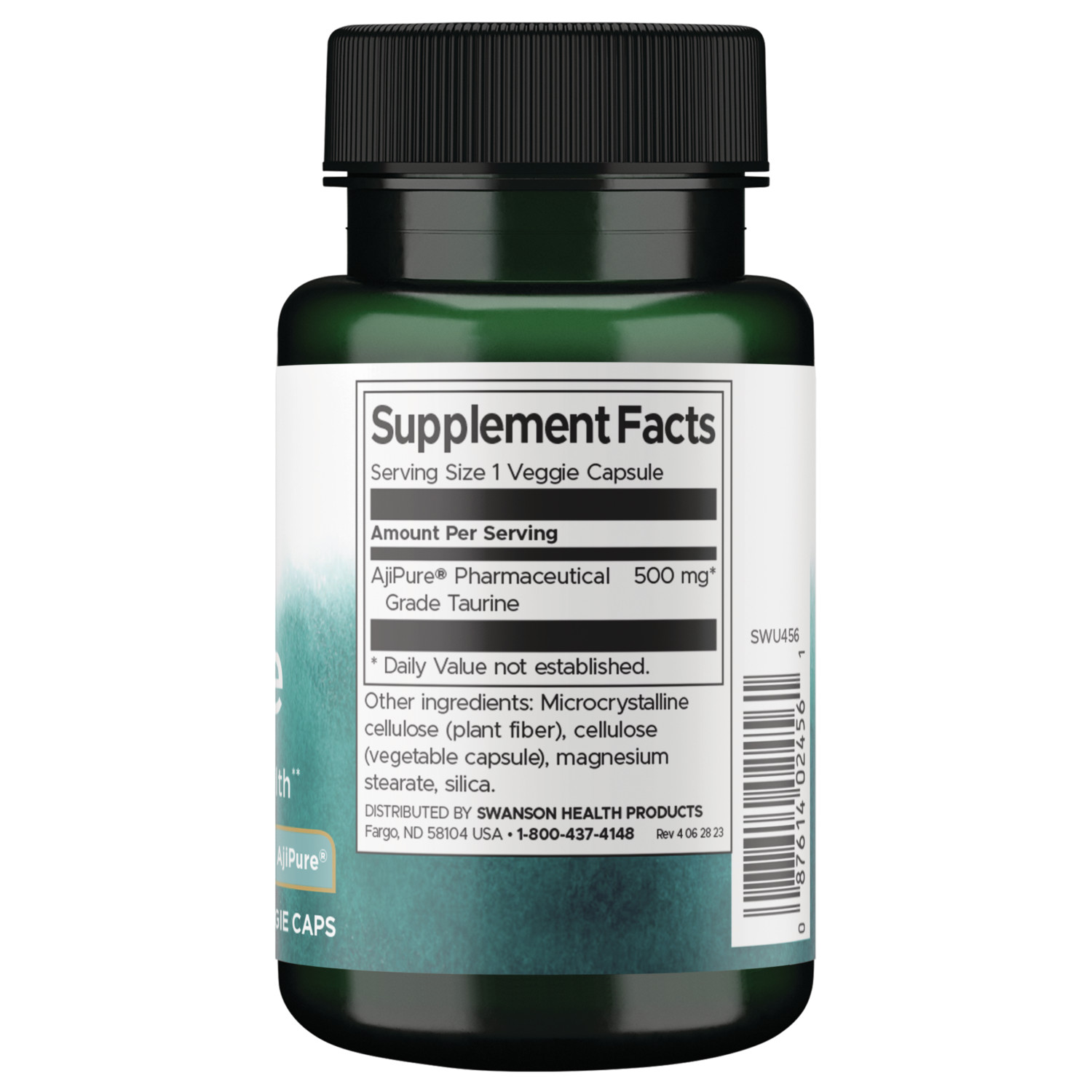 Swanson Ajipure Taurine, Pharmaceutical Grade 500 mg 60 Veggie Capsules