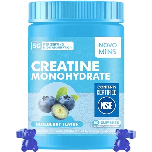 Creatine Monohydrate Gummies 5000mg 90 Count Blueberry