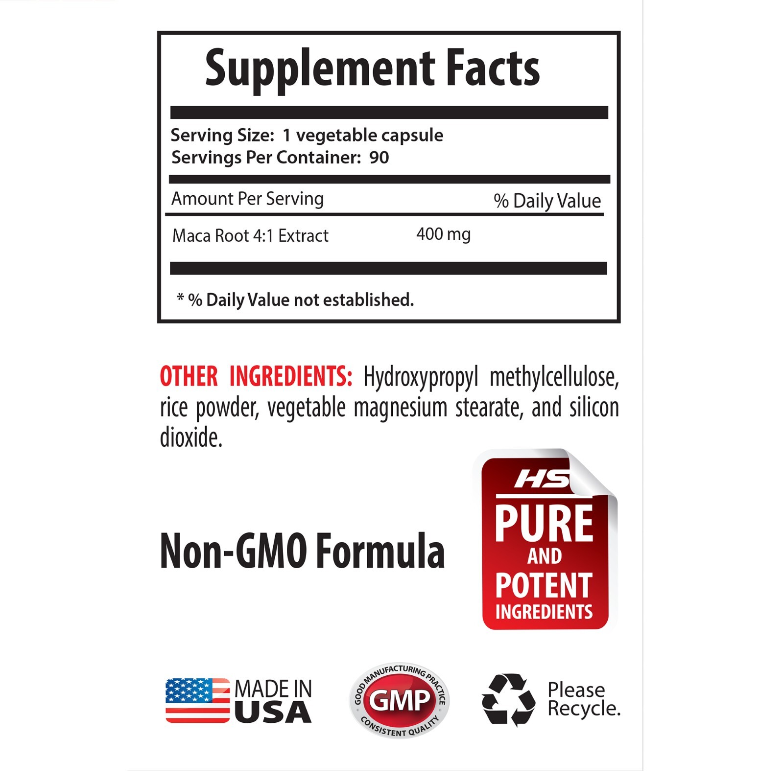 maca supplement – MACA ROOT EXTRACT 400MG – energy booster for women – 1 Bottle