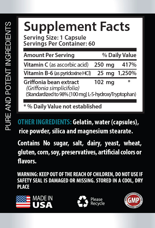 Griffonia Powder – L-5-HTP 377mg – Weight Control Appetite Suppressor – 3 Bottle