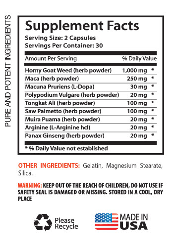 Female Stamina – HORNY GOAT WEED – Male Enhancement Formula – 1 Bottle 60 Caps
