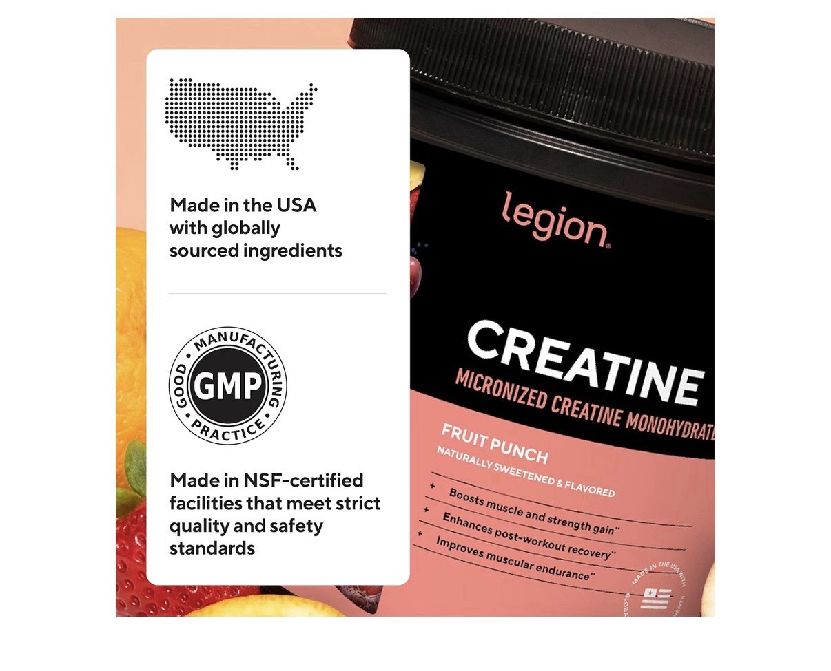 LEGION Micronized Creatine Monohydrate Muscles Recovery Unflavored Powder 100srv