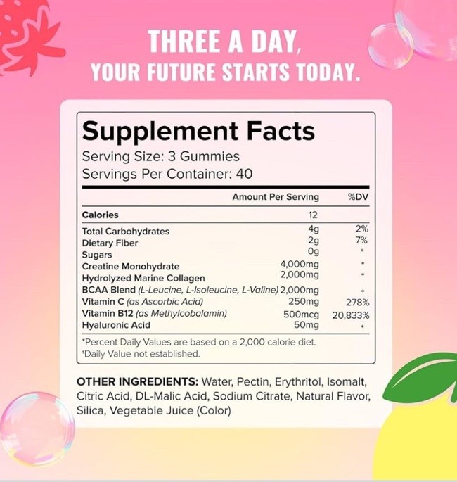 Creatine Monohydrate Gummies for Women – Strawberry & Lemon New Sealed 120ct