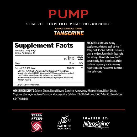 Performix Stim-Free PUMP Pre Workout Focus Endurance 40 Serves ALL FLAVORS